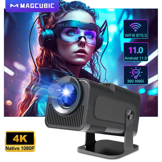 Android 11 4K Projector Wifi6 HY320 Allwinner H713 390ANSI BT5.0 1920*1080P Outdoor Portable Projetor Upgrated HY300